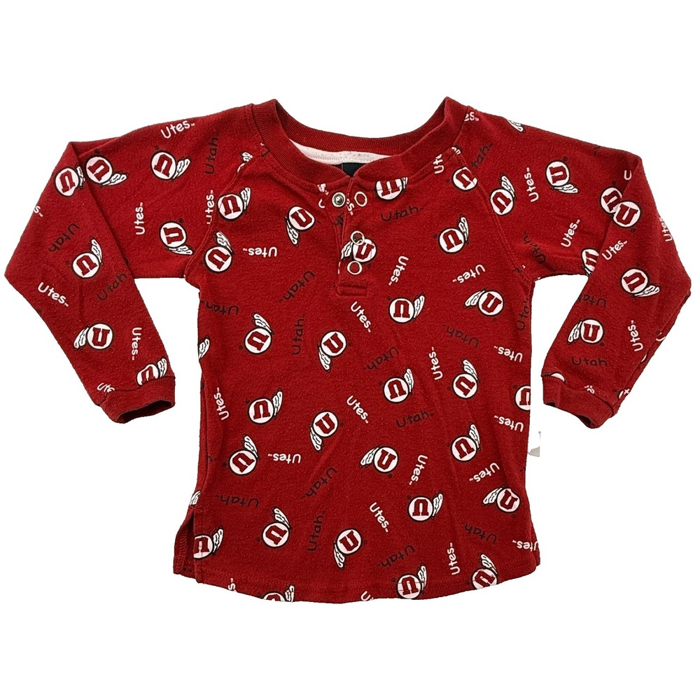 Adidas Utah Utes Toddler 3T Shirt Red Long Sleeve Henley NCAA